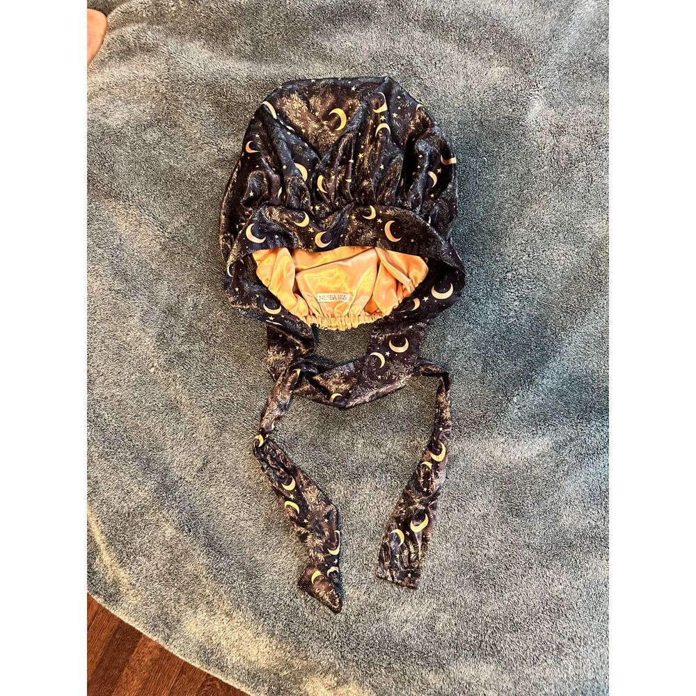 Nessa Hill Celestial Satin Hair Bonnet with Ties